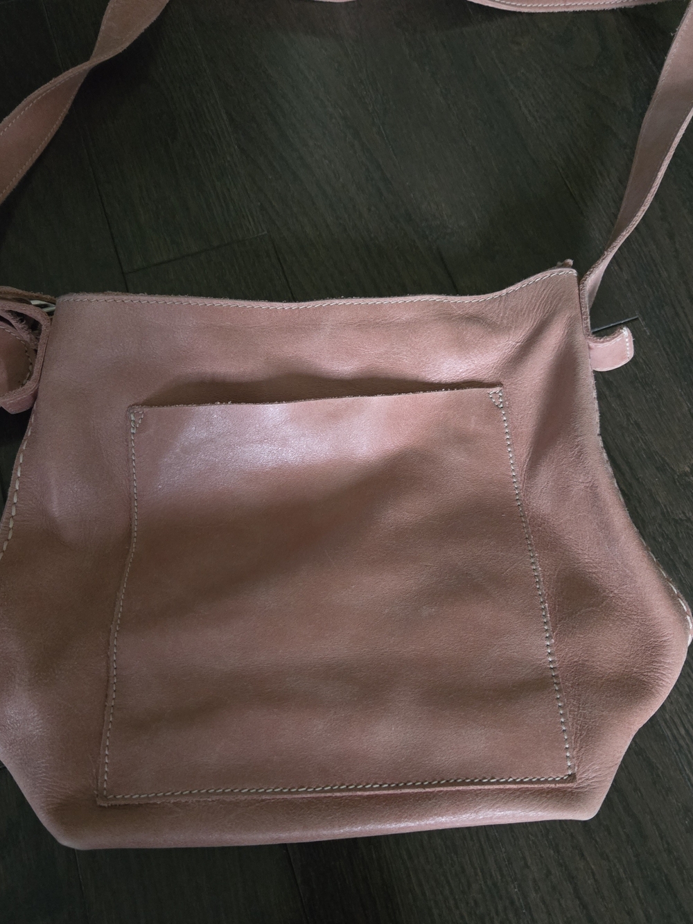 Roots Pink Leather Bucket Crossbody Bag - Picture 3 of 9